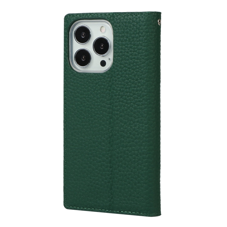 For iPhone 13 Pro Max Litchi Texture Genuine Leather Phone Case With Lanyard & Holder & Card Slots & Wallet