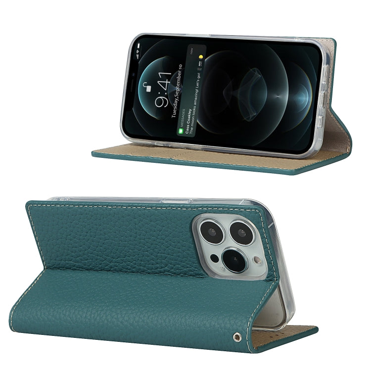 For iPhone 13 Pro Max Litchi Texture Genuine Leather Phone Case With Lanyard & Holder & Card Slots & Wallet