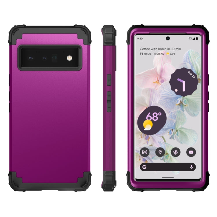 For Google Pixel 6 Pro 3 in 1 Shockproof PC + Silicone Protective Phone Case