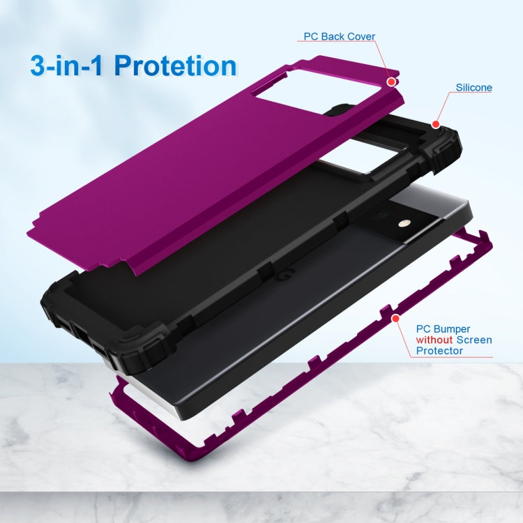 For Google Pixel 6 Pro 3 in 1 Shockproof PC + Silicone Protective Phone Case