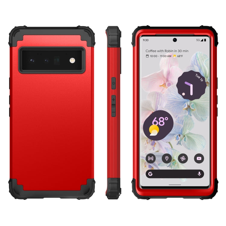 For Google Pixel 6 Pro 3 in 1 Shockproof PC + Silicone Protective Phone Case