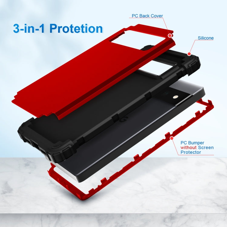 For Google Pixel 6 Pro 3 in 1 Shockproof PC + Silicone Protective Phone Case