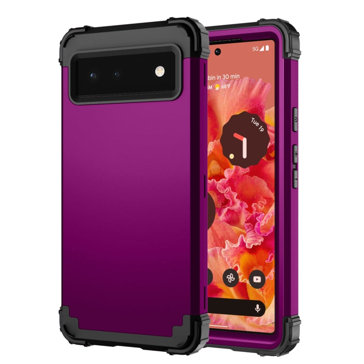 For Google Pixel 6 3 in 1 Shockproof PC + Silicone Protective Phone Case