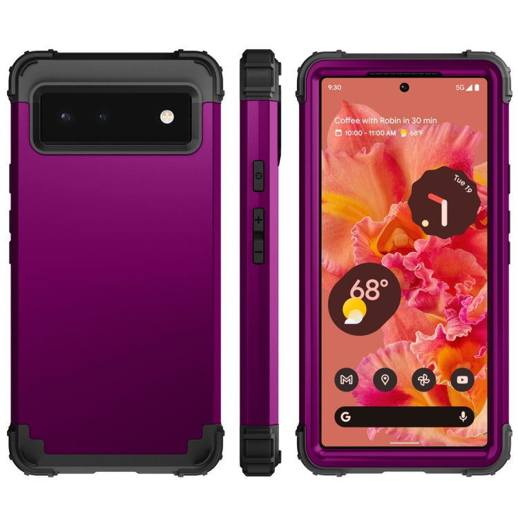 For Google Pixel 6 3 in 1 Shockproof PC + Silicone Protective Phone Case