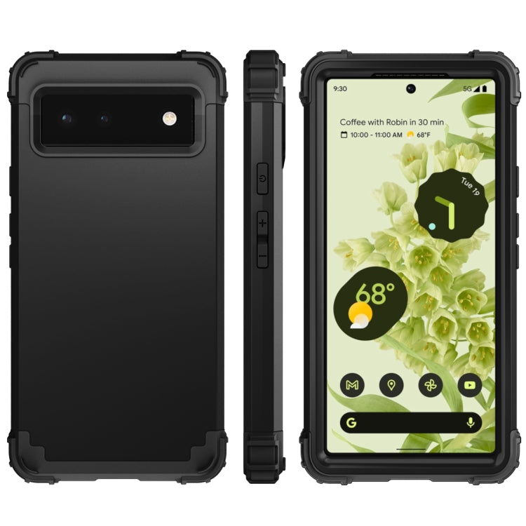 For Google Pixel 6 3 in 1 Shockproof PC + Silicone Protective Phone Case