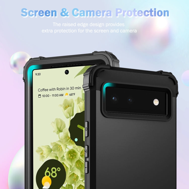 For Google Pixel 6 3 in 1 Shockproof PC + Silicone Protective Phone Case