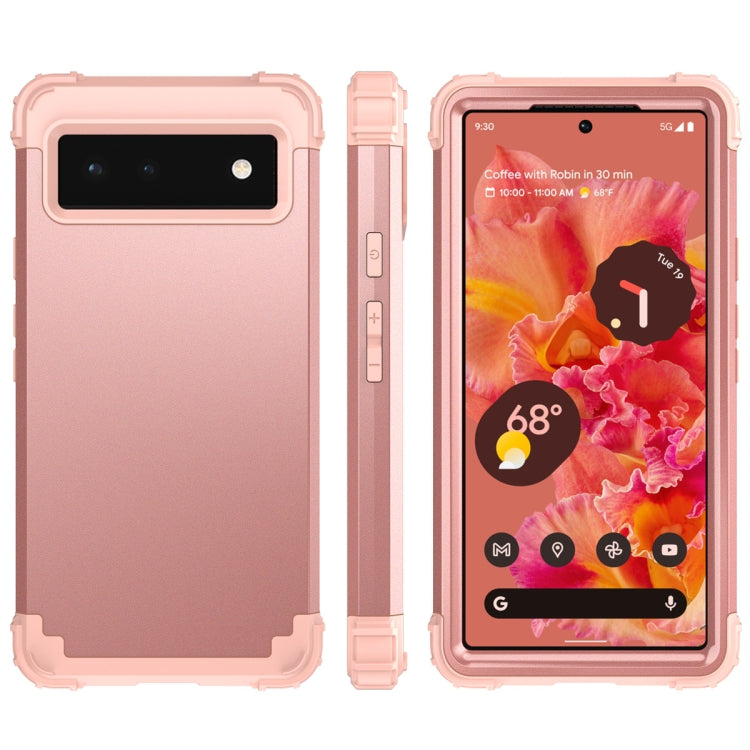 For Google Pixel 6 3 in 1 Shockproof PC + Silicone Protective Phone Case