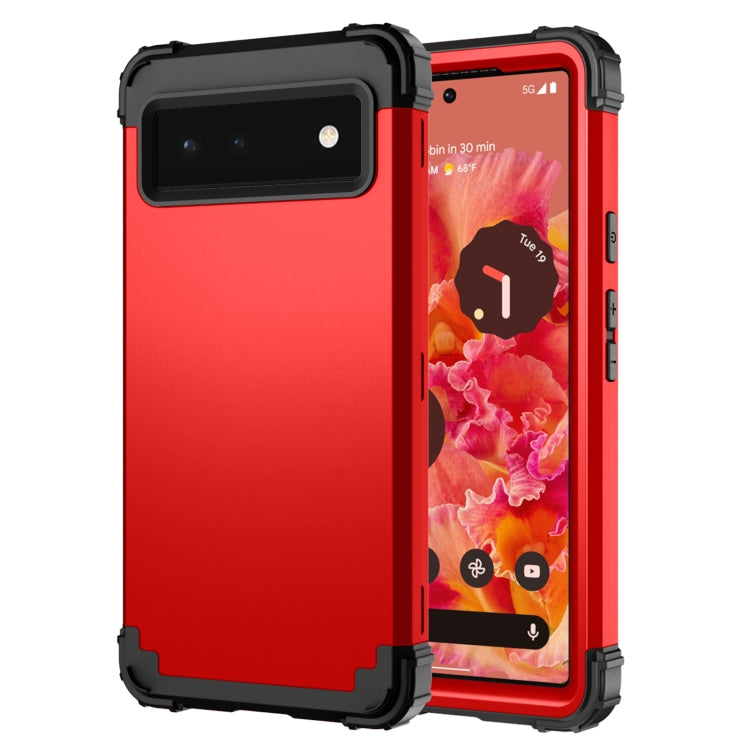 For Google Pixel 6 3 in 1 Shockproof PC + Silicone Protective Phone Case