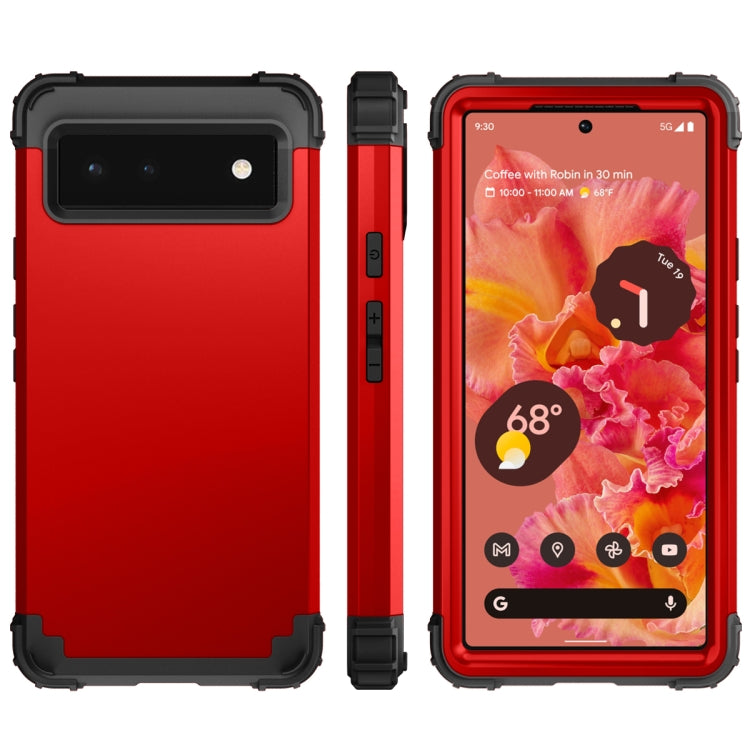 For Google Pixel 6 3 in 1 Shockproof PC + Silicone Protective Phone Case