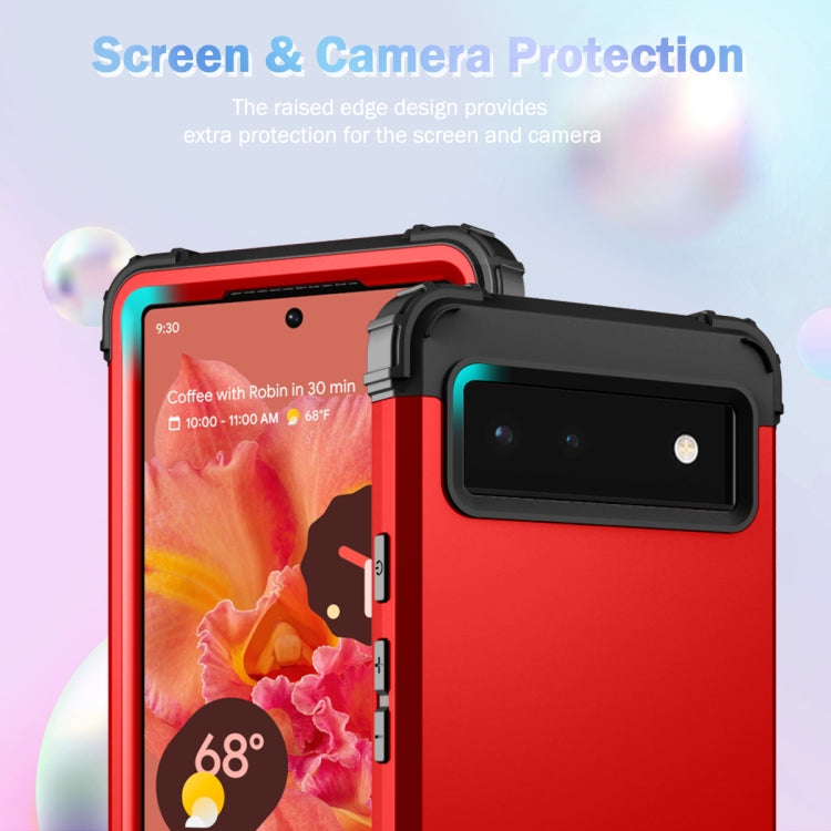 For Google Pixel 6 3 in 1 Shockproof PC + Silicone Protective Phone Case