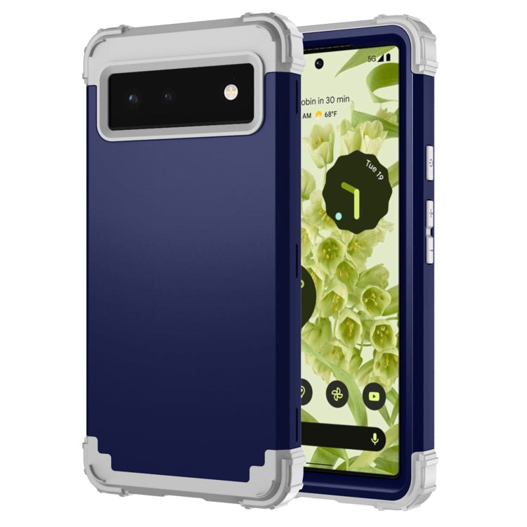For Google Pixel 6 3 in 1 Shockproof PC + Silicone Protective Phone Case