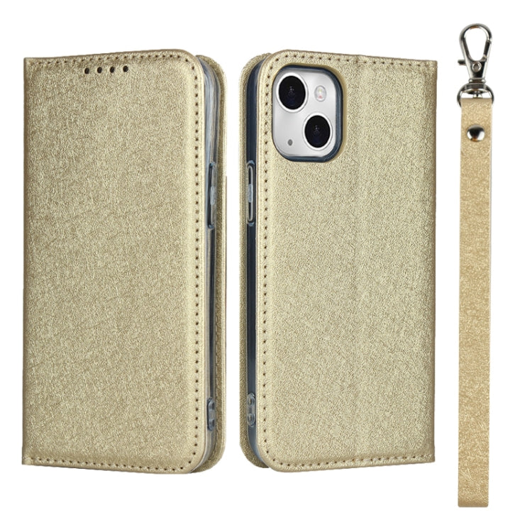 For iPhone 13 mini Silk Texture Horizontal Flip Phone Leather Case with lanyard