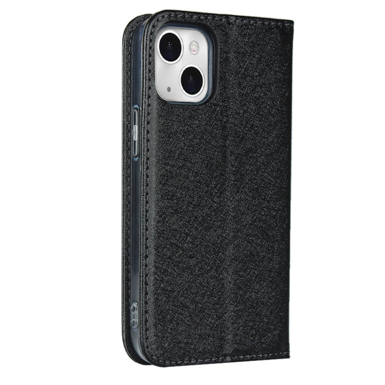 For iPhone 13 Silk Texture Horizontal Flip Phone Leather Case with lanyard
