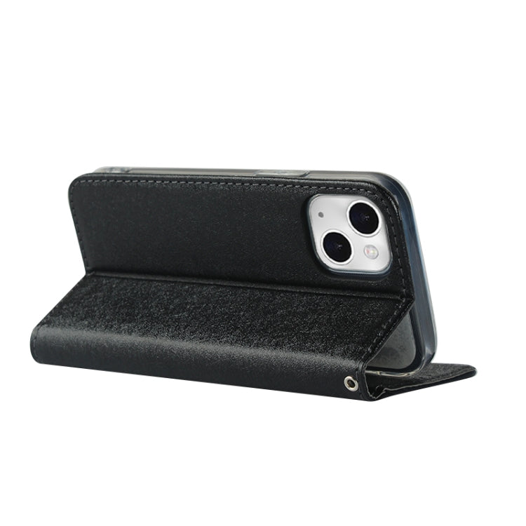 For iPhone 13 Silk Texture Horizontal Flip Phone Leather Case with lanyard