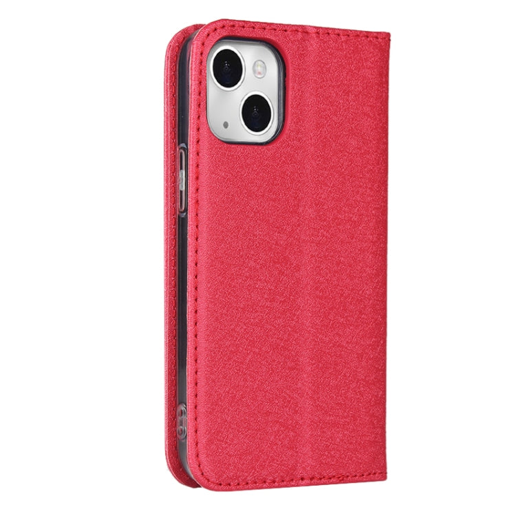 For iPhone 13 Silk Texture Horizontal Flip Phone Leather Case with lanyard