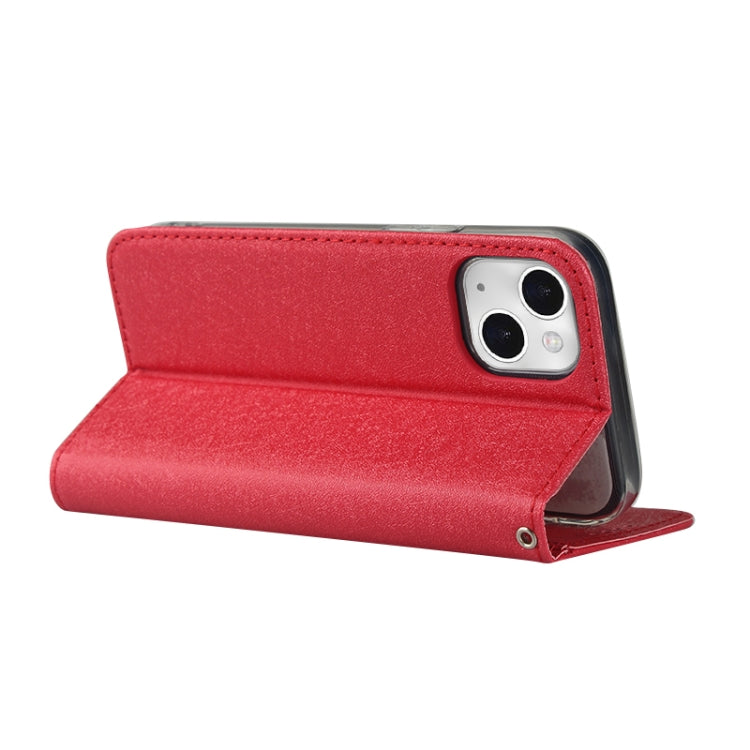 For iPhone 13 Silk Texture Horizontal Flip Phone Leather Case with lanyard