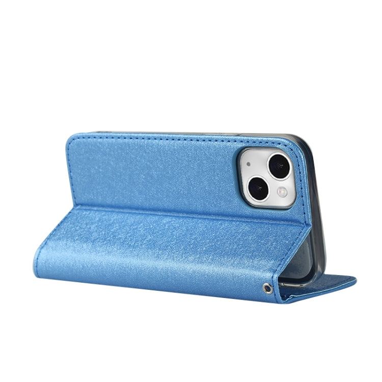 For iPhone 13 Silk Texture Horizontal Flip Phone Leather Case with lanyard