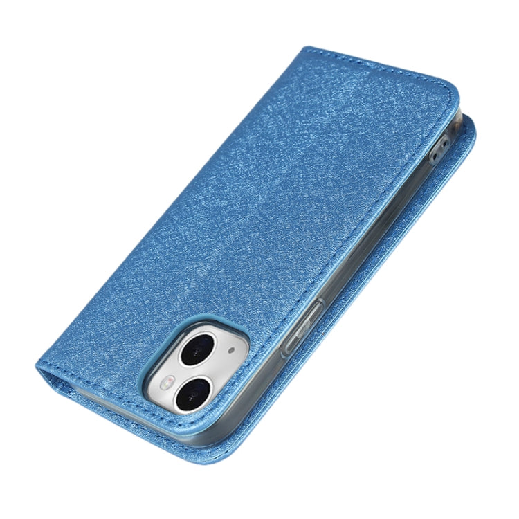 For iPhone 13 Silk Texture Horizontal Flip Phone Leather Case with lanyard