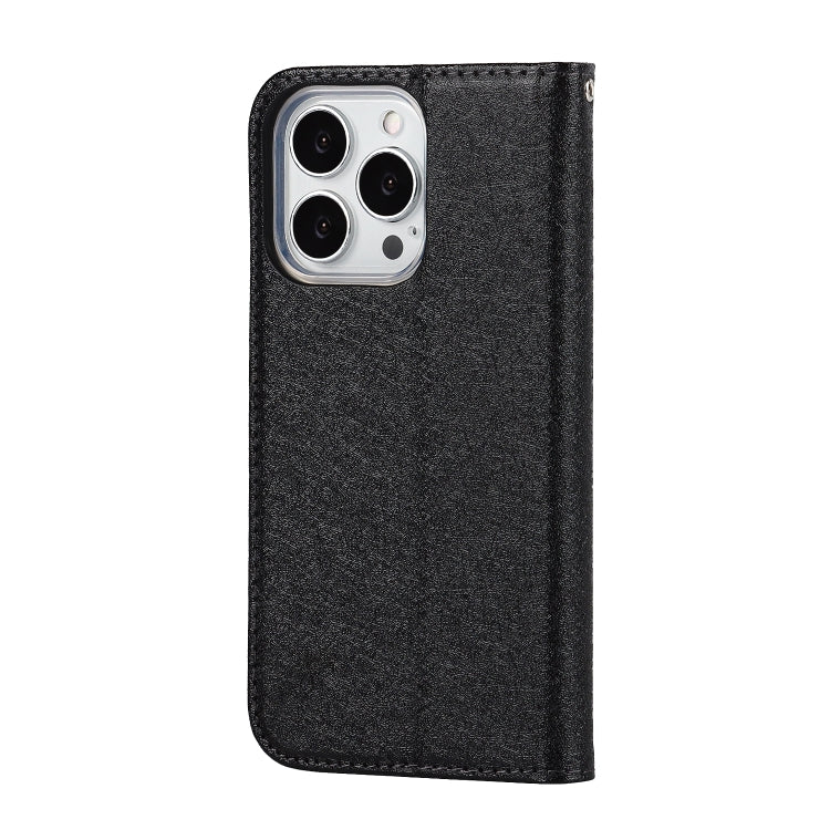 For iPhone 13 Pro Silk Texture Horizontal Flip Phone Leather Case with lanyard