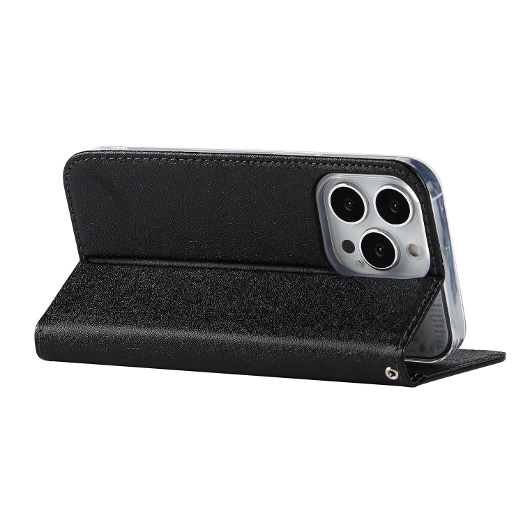 For iPhone 13 Pro Silk Texture Horizontal Flip Phone Leather Case with lanyard