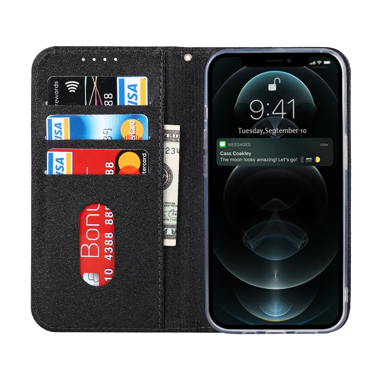For iPhone 13 Pro Max Silk Texture Horizontal Flip Phone Leather Case with lanyard