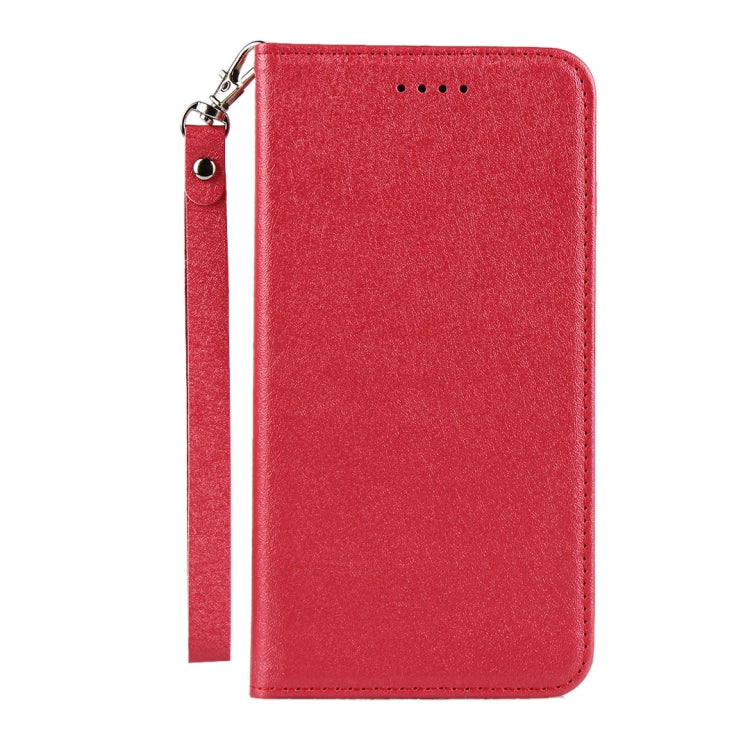 For iPhone 13 Pro Max Silk Texture Horizontal Flip Phone Leather Case with lanyard