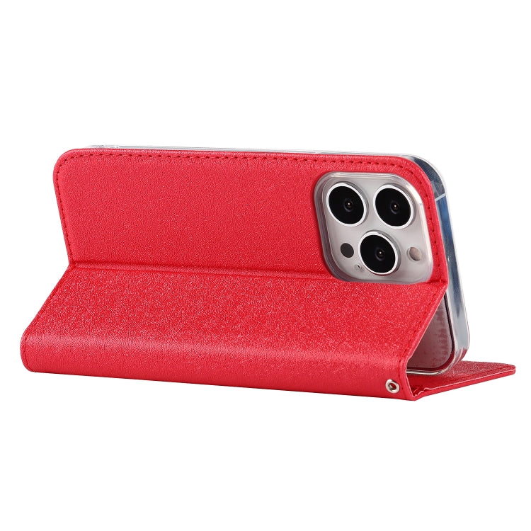 For iPhone 13 Pro Max Silk Texture Horizontal Flip Phone Leather Case with lanyard