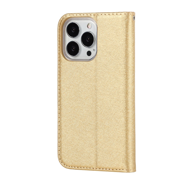 For iPhone 13 Pro Max Silk Texture Horizontal Flip Phone Leather Case with lanyard