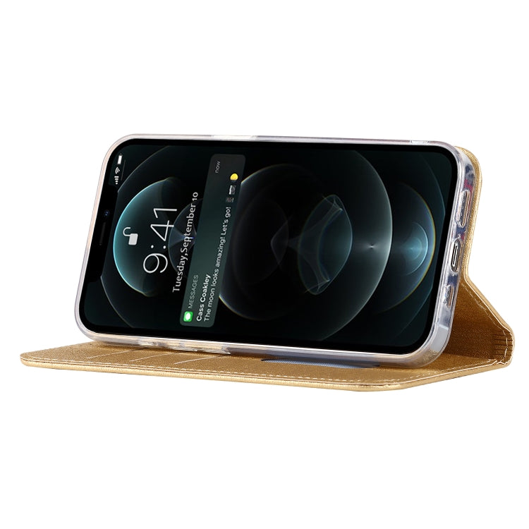 For iPhone 13 Pro Max Silk Texture Horizontal Flip Phone Leather Case with lanyard