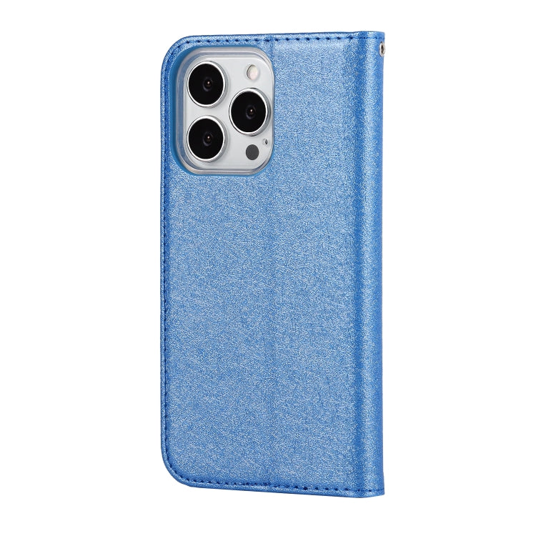 For iPhone 13 Pro Max Silk Texture Horizontal Flip Phone Leather Case with lanyard