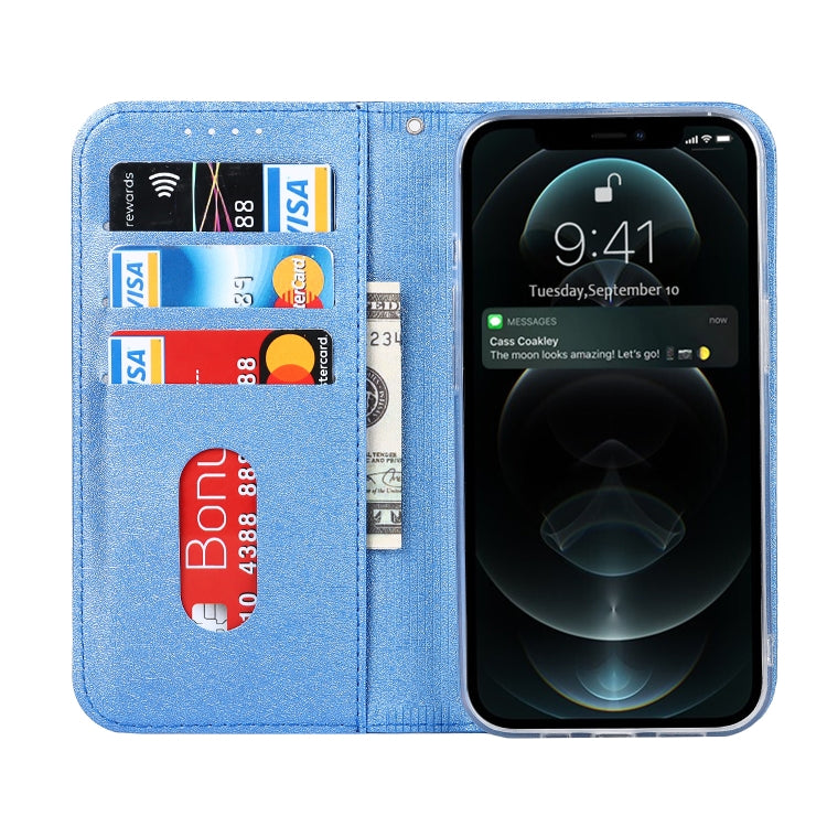 For iPhone 13 Pro Max Silk Texture Horizontal Flip Phone Leather Case with lanyard