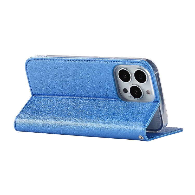 For iPhone 13 Pro Max Silk Texture Horizontal Flip Phone Leather Case with lanyard