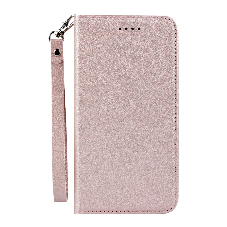 For iPhone 13 Pro Max Silk Texture Horizontal Flip Phone Leather Case with lanyard