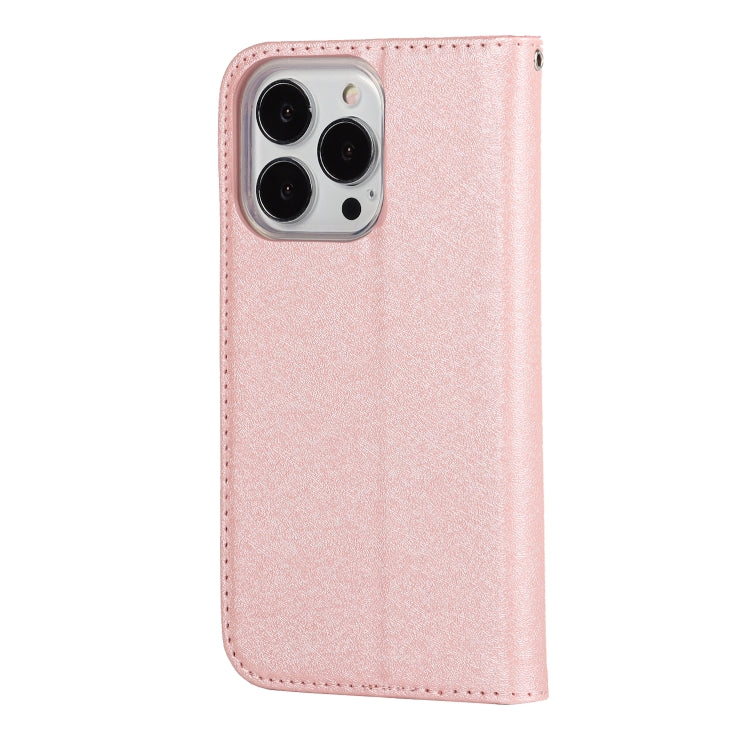For iPhone 13 Pro Max Silk Texture Horizontal Flip Phone Leather Case with lanyard
