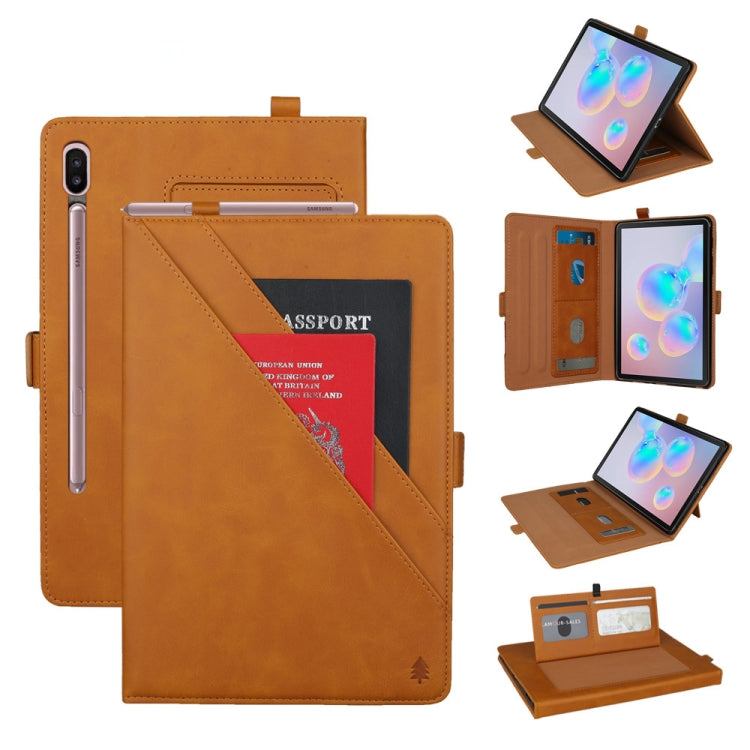 For Galaxy Tab S6 10.5 /T860 /T865 Horizontal Flip Double Brackets PU Leather Case with Card Slots & Photo Frame & Pen Slot