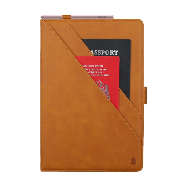 For Galaxy Tab S6 10.5 /T860 /T865 Horizontal Flip Double Brackets PU Leather Case with Card Slots & Photo Frame & Pen Slot