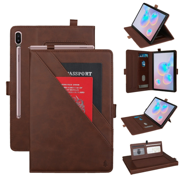 For Galaxy Tab S6 10.5 /T860 /T865 Horizontal Flip Double Brackets PU Leather Case with Card Slots & Photo Frame & Pen Slot