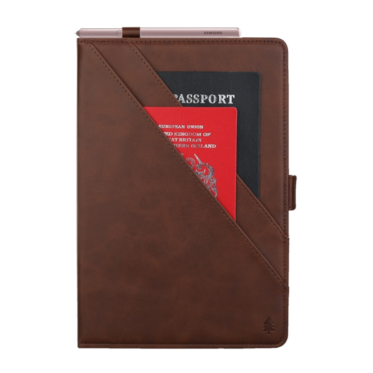 For Galaxy Tab S6 10.5 /T860 /T865 Horizontal Flip Double Brackets PU Leather Case with Card Slots & Photo Frame & Pen Slot