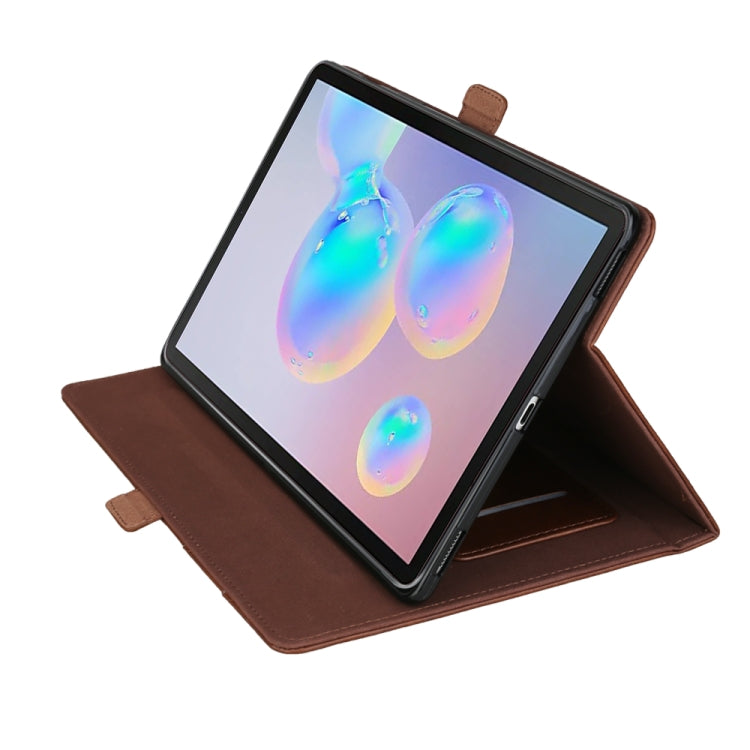 For Galaxy Tab S6 10.5 /T860 /T865 Horizontal Flip Double Brackets PU Leather Case with Card Slots & Photo Frame & Pen Slot