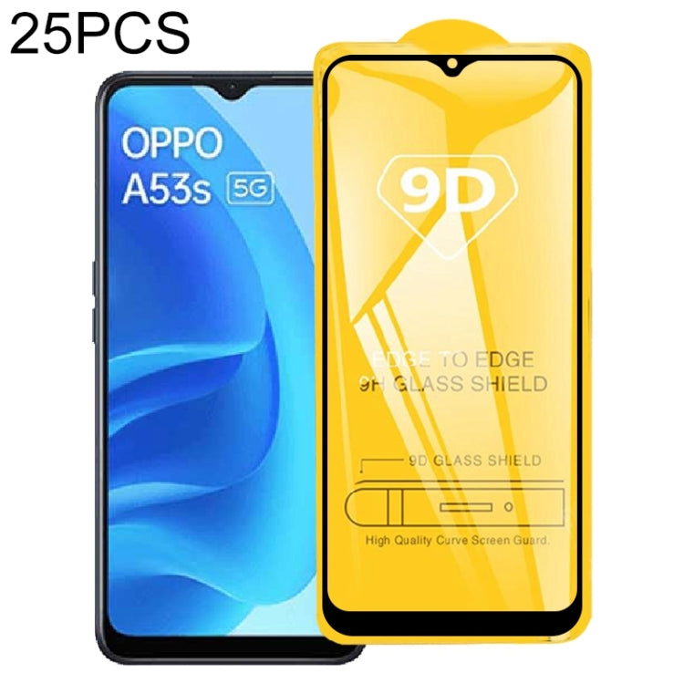 25 PCS 9D Full Glue Screen Tempered Glass Film For OPPO A53s 5G