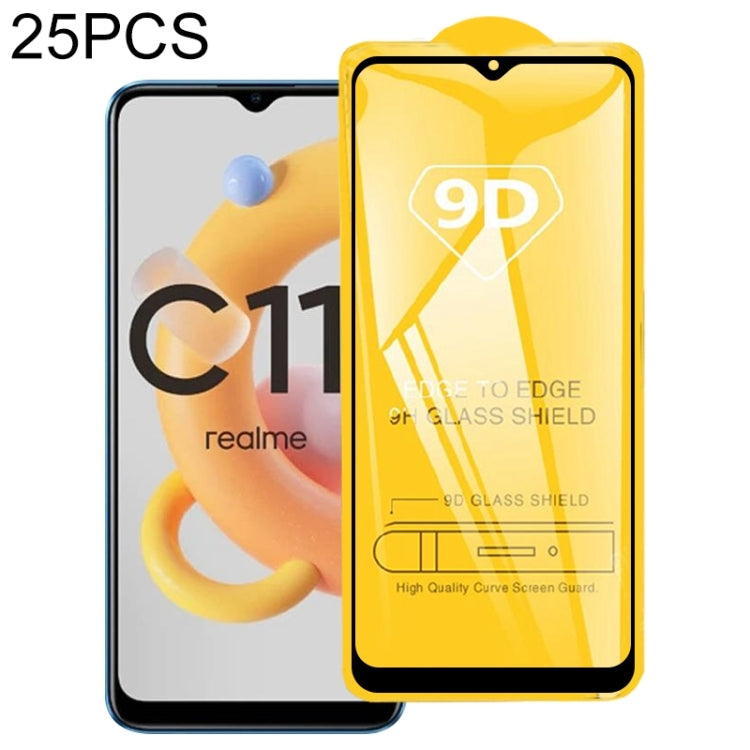 25 PCS 9D Full Glue Screen Tempered Glass Film For OPPO Realme C11 2021