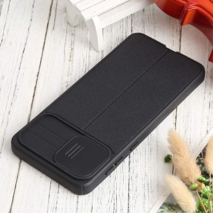 For Samsung Galaxy A02 / M02 Litchi Texture Sliding Camshield TPU Phone Case