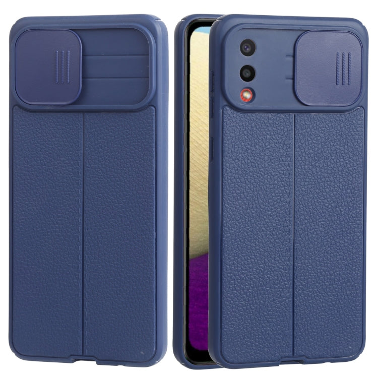 For Samsung Galaxy A02 / M02 Litchi Texture Sliding Camshield TPU Phone Case