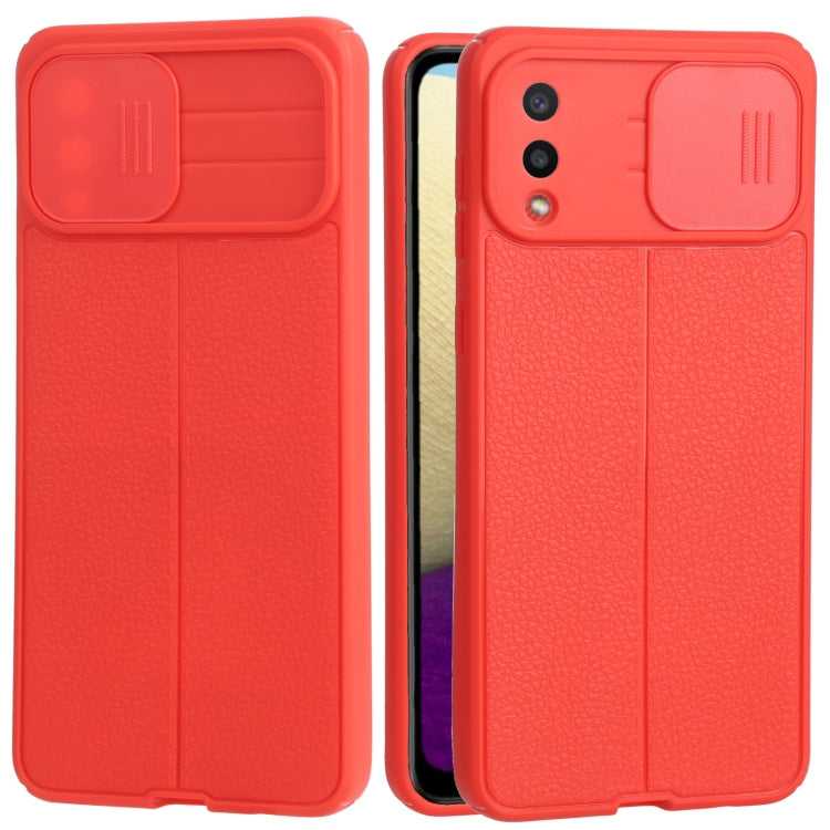 For Samsung Galaxy A02 / M02 Litchi Texture Sliding Camshield TPU Phone Case