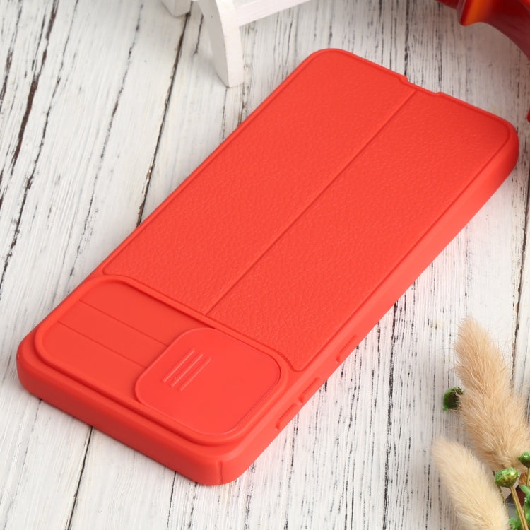 For Samsung Galaxy A02 / M02 Litchi Texture Sliding Camshield TPU Phone Case