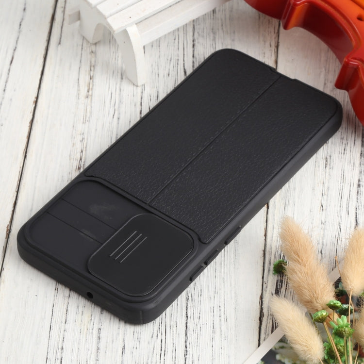 For Samsung Galaxy A02s / M02s Litchi Texture Sliding Camshield TPU Phone Case