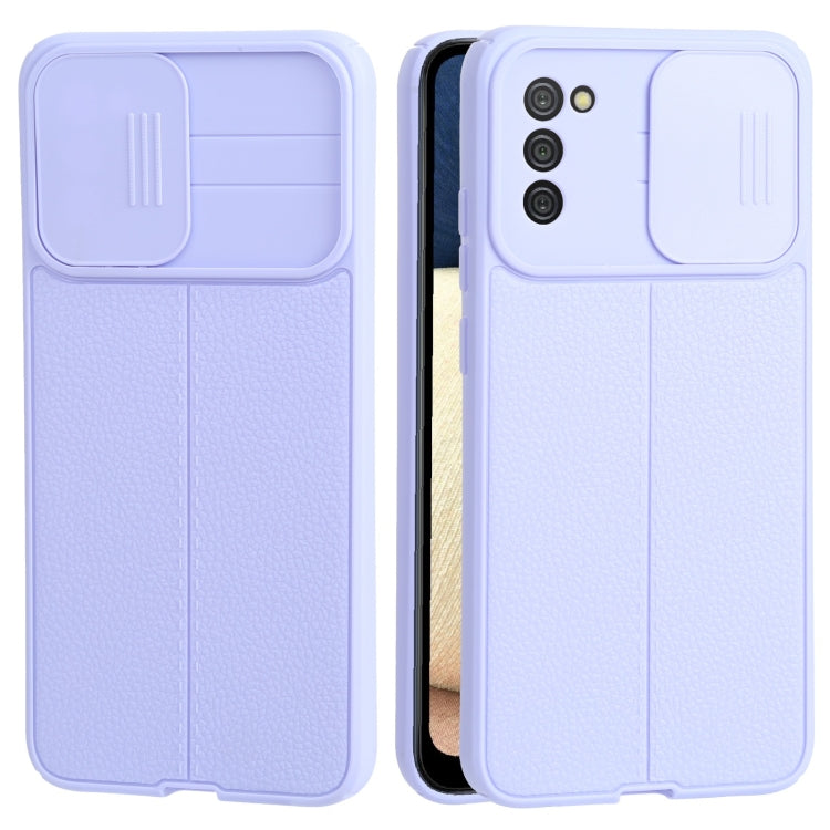 For Samsung Galaxy A02s / M02s Litchi Texture Sliding Camshield TPU Phone Case