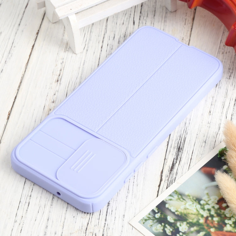 For Samsung Galaxy A02s / M02s Litchi Texture Sliding Camshield TPU Phone Case