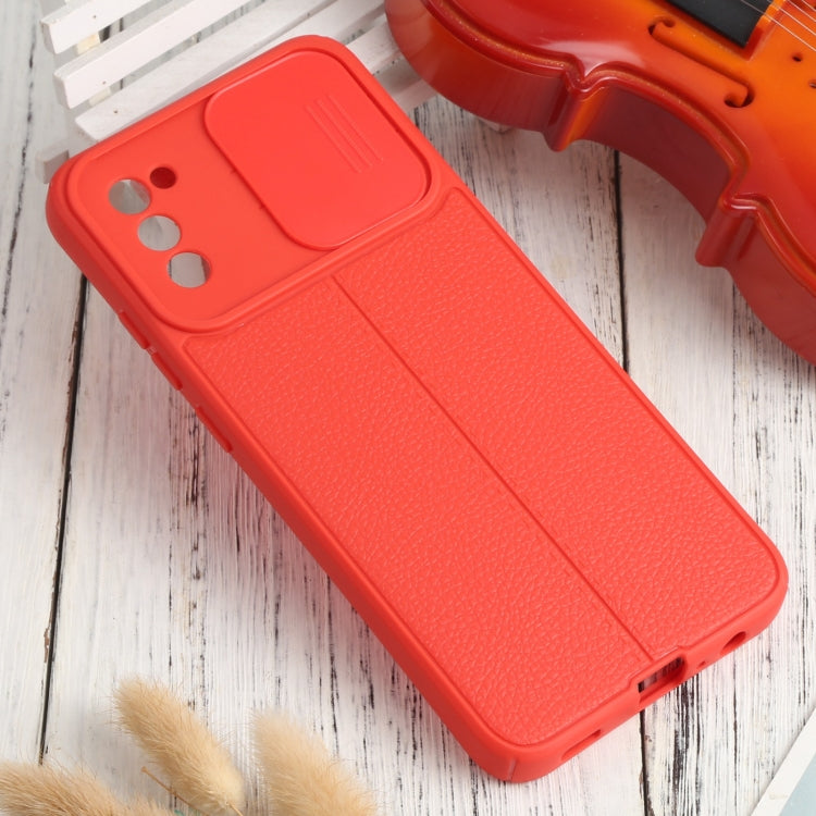 For Samsung Galaxy A02s / M02s Litchi Texture Sliding Camshield TPU Phone Case