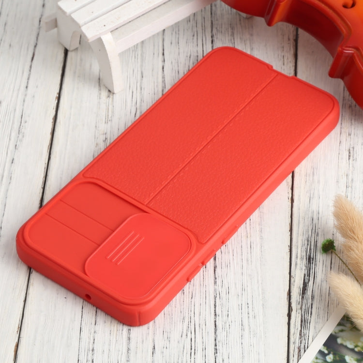For Samsung Galaxy A02s / M02s Litchi Texture Sliding Camshield TPU Phone Case